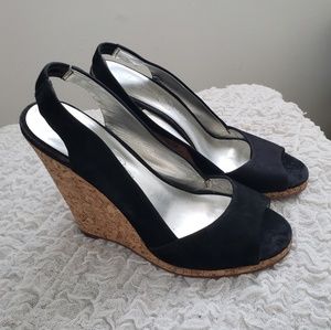 Jessica Simpson Black and Cork Women's Open Wedges